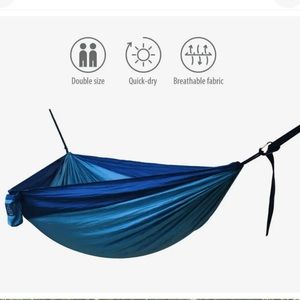 Hammock Double Travel W/Bag Fits 1-2 People Camping Blue Hidden Wild NEW